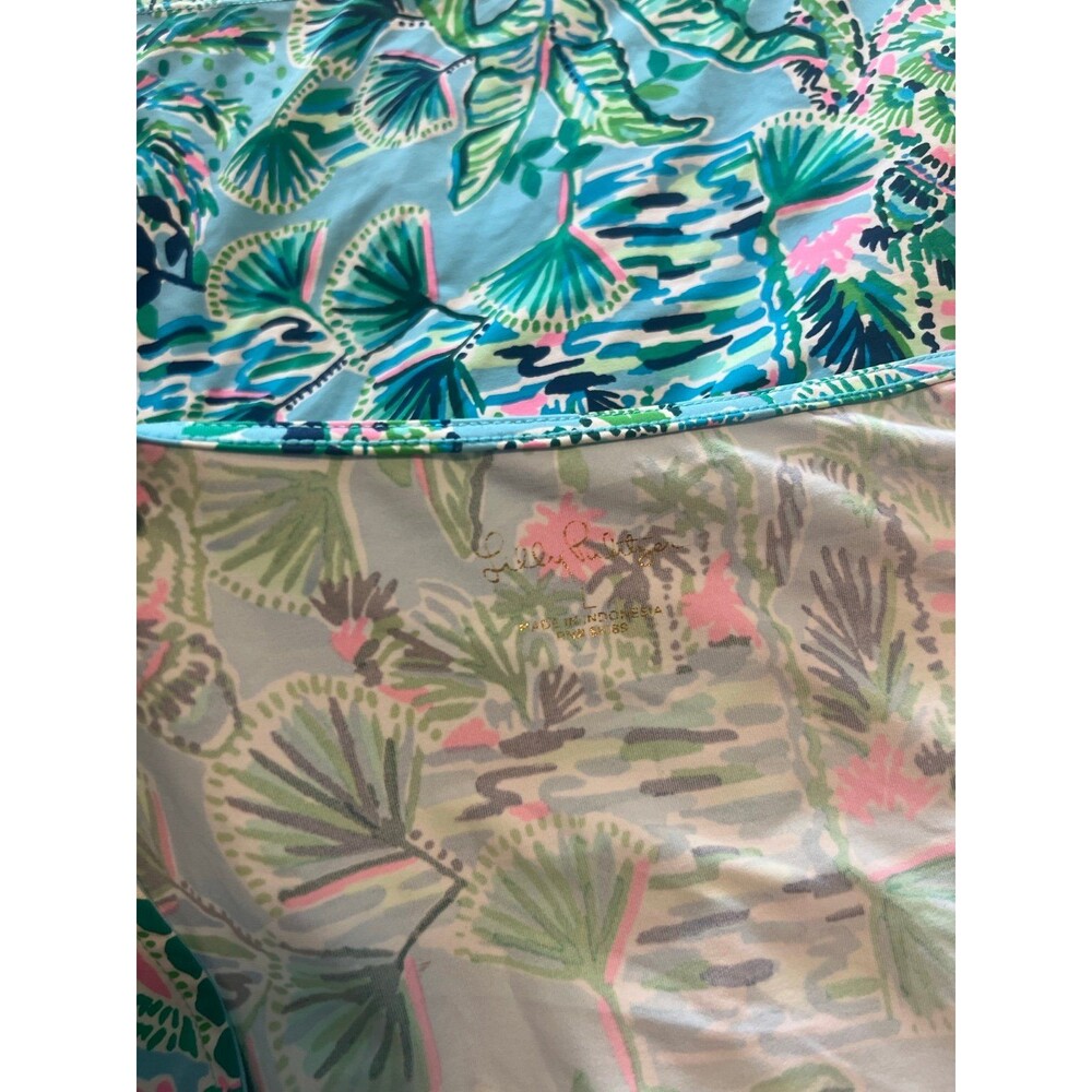 Lilly Pulitzer Tropical Turtle & Palm Tree V-Neck Dress Women’s Size Large - Picture 9 of 11